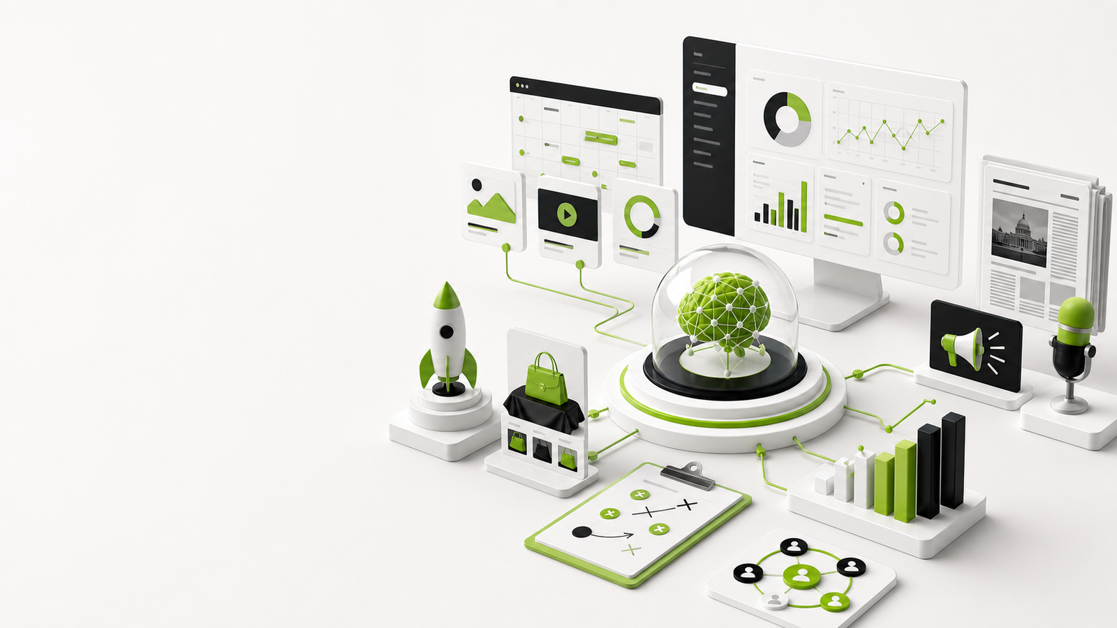 AI-powered marketing operating system connecting strategy, media and analytics